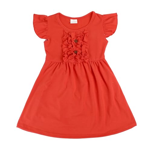 Toddler Girls Casual Dress Multi-Color Flutter Sleeve Summer Clothes 3-8Y