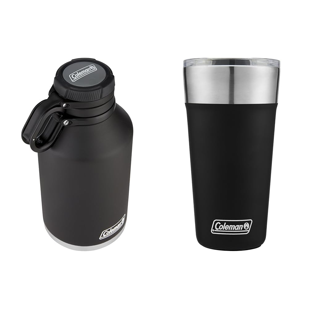 Coleman 64oz Growler Keeps Drinks Hot 41 Hours Cold 76 Hours & 20oz Brew Tumbler Keeps Drinks Cold 15 Hours