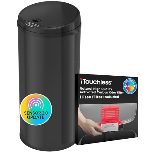 Caneca de basura de acero inoxidable negra de 13 galones