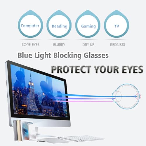 Ggpyyon Blue Light Blocking Glasses for Women Men,Gaming Computer Glasses Anti Glare Headache Eyes Strain Glasses with Blue Light Filter(Silver/Clear) - Image 3