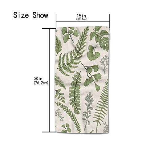 Hgod Designs HANWEL-54 Green Leaves And Fern Pattern 100% Cotton Soft Bath Hand Towels thumb #2