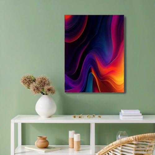 Cuadros de sala de estar modernos con curvas de colores para decorar tu hogar 2