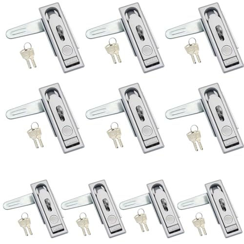10 Pack Outdoor Electric Cabinet Panel Lock - Zinc Alloy Flush Mount Push Button Pop-Up Handle Compression Latch with Hanging Design for Distribution Box Door