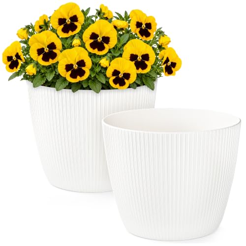 PECZEKO Blumentopf matt, Pflanzkübel aus Übertopf Kunststoff Deko Topf für, groß und klein Set Pflanzen 2X blumenkübel Set… – Ansicht 1