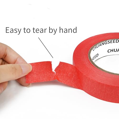 Image of CHUANGSEED Red Painters Tape 1 Inch x 55 Yards x 10 Pack - Red Masking Tape Bulk Multi-Surface Residue Free Painting, DIY Crafting, Marking, Artwork and School Projects, 550 Yards Total