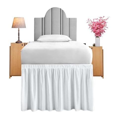 Dorm Room Bed Skirt for Twin XL Dorm Bed,Extended Dorm Bed Skirt-Long Bed Skirt Dorm-Extra Long Dorm Room Bed Skirt-College Hostel Dorm Bed Skirt,Polycotton-White Solid -Twin-XL /36" Drop Cover