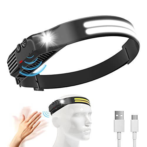 Rablex RB654 LED-Stirnlampe 1000 Lumen - Wiederaufladbar, IPX6 Wasserdicht Mit 4 Lichtmodi & Sensor