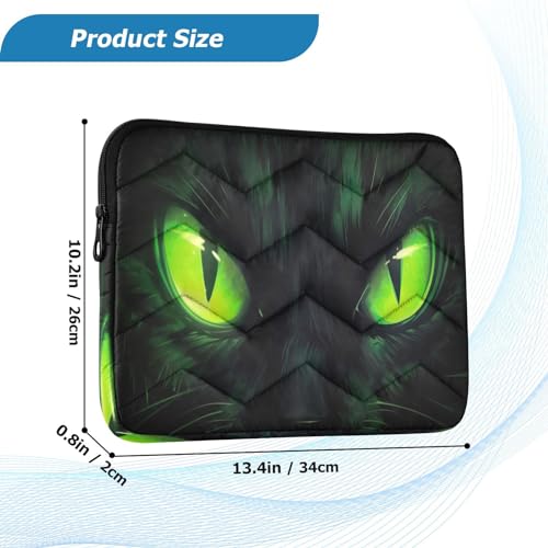 Funda para portátil de 13-14 pulgadas con diseño de ojos verdes de gato miniatura 3