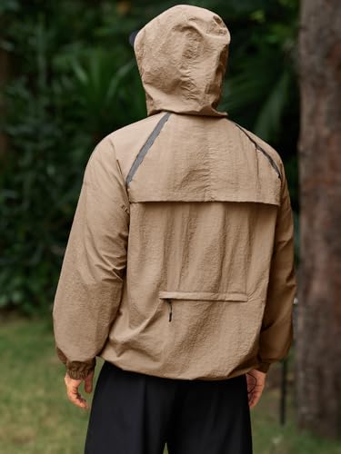 Yousify Mens Lightweight Jacket Full Zip Hooded Reflective Athletic Jacket Unlined Quick-drying Coat for Cycling Outdoor4