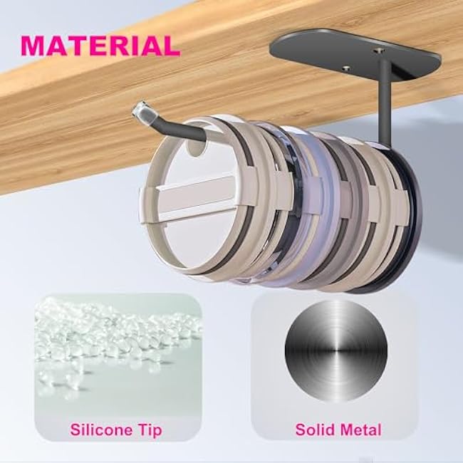 2 Pack Tumbler Lid Organizer, Space Saving Lid Organizer for Yeti/Stanley/Owala/Simple Modern Cup Lids Hook, Self-Adhesive/Drilling Lid Hook for Kitchen Cabinet Organizers and Storage