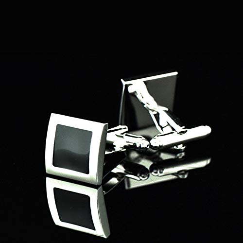 Lieson Manchetknopen en studs voor mannen, mannen manchetknoop shirts emaille vierkant zwart manchet link gepersonaliseerd koper - Image 4