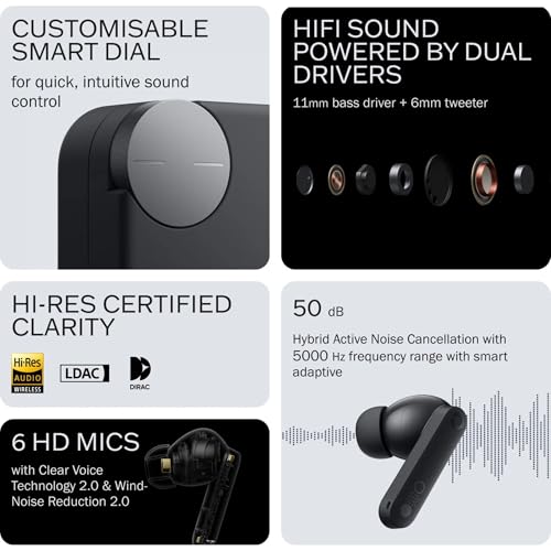 Image of Compatible Earbuds for Nothing Buds with Active Noise Cancellation HD Sound Touch Control & Long Battery Life (Black)