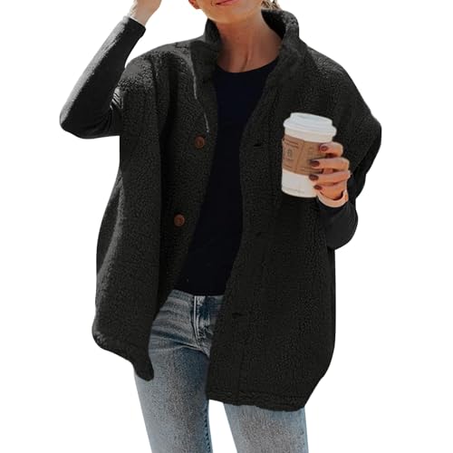 Sherpa Vest Tops for Women Sleeveless Fuzzy Fleece Vest Oversized Button Up Fleece Jacket Warm Winter Fall Jackets
