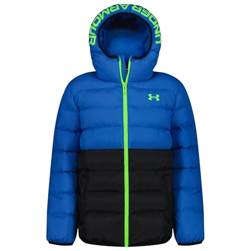 Under Armour Boys Pronto Colorblock Puffer Jacket (Little Kid), Blue Atlantis, 4 Years, Little Kid