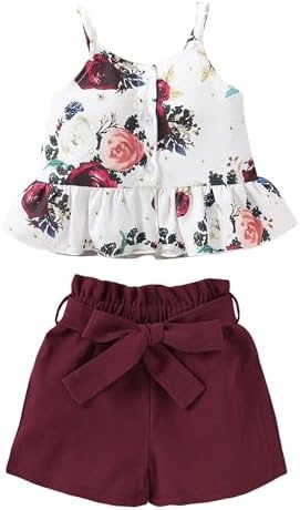 Kucnuzki Toddler Baby Girl Clothes Summer Outfits Ruffle Sleevele...