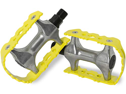 Pedales de bicicleta de aluminio para bicicleta de montaña, color amarillo, tamaño 9/16 Zoll
