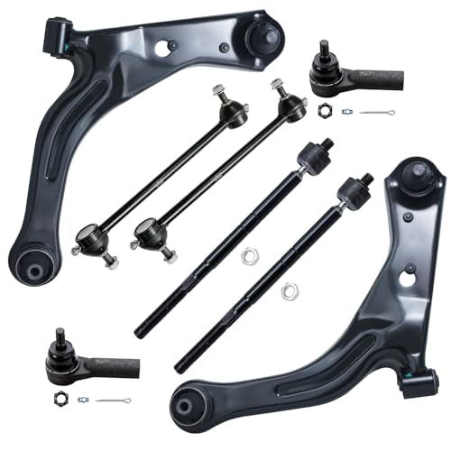 Image of Detroit Axle - 8pc Front End Control Arms Kit for 2001-2004 Ford Escape Mazda Tribute 2002 2003, 2 Lower Control Arms with Ball Joint 4 Inner Outer Tie Rods 2 Sway Bar Links Replacement