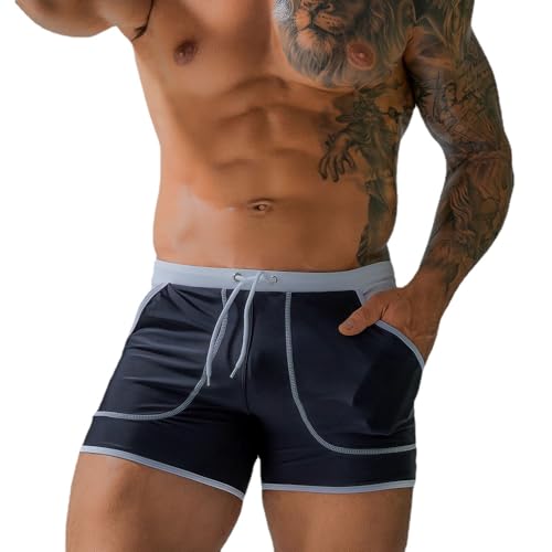 UXH Men's Square Leg Swim Briefs Printed Swimsuit Athletic Swimwear Bathing Suit Swimming Trunks