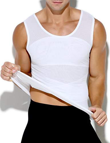 Arjen Kroos Men's Compression Tank Top Shirts 2 Pack Slim Fit Undershirts Workout Vest Breathable Mesh Shapewear3