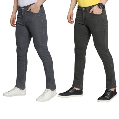 Image of DAIS Men's Stretchable Slim Fit Mid Rise Jeans, Pack of 2, (Combo of 2 Jeans)