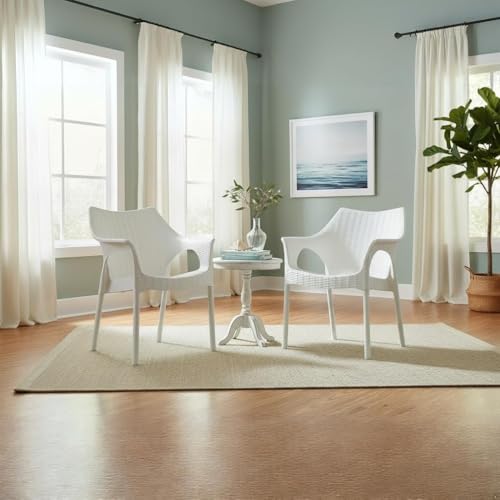 Image of Supreme Cambridge Heavy Plastic Chair | Oversized Arm Chair for Indoor and Outdoor Use (Color: White; Qnt: 2 Pc.)