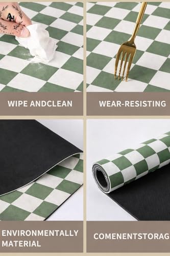 Image of HomeCloud Dish Drying Mat for Kitchen Counter Hide Stain Super Absorbent, Non-Slip, Heat-Resistant, Great for Dishes,Rack Pad, Kitchen Counter, Coffee Maker, Coffee Item (Chess Green, 50x40cm)