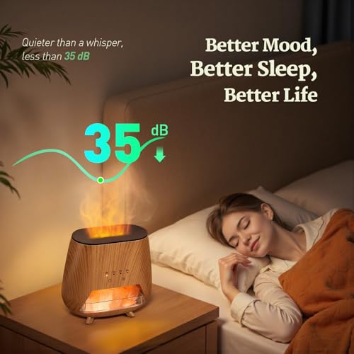 2-in-1 Ultrasonic Aromatherapy Diffuser: Essential Oil Diffuser & Himalayan Salt Lamp, Quiet Scent Diffusers for Home with Cool Mist and Timer Settings - Image 5