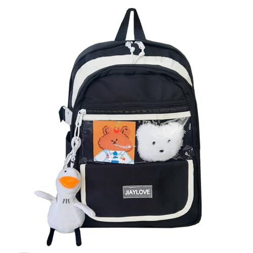 Mochila Bolsa Feminina Escolar Fofa Linda Kawaii Impermeável - Preto