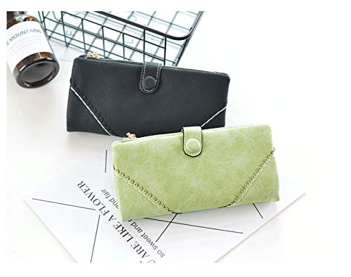 Women Vegan Leather Wallet Bifold Clutch Large Capacity Card Organizer Buckle Long Purse For Girls Candy Color (Light Green) … #TOP4