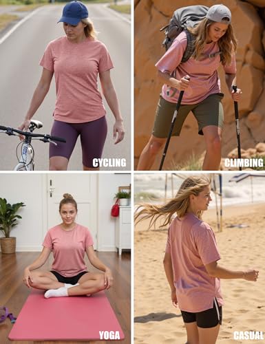 Crewhpo Camiseta Deportiva Mujer Camisetas Deporte de Manga Corta de Secado Rápido y Transpirable Malla Trasera Top Ropa para Yoga Correr Gimnasio