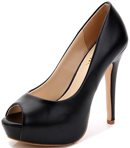 YooPrettyz Women Peep Toe High Heels Wedding Platform Shoes Party Dress Stiletto Pump - Main Image