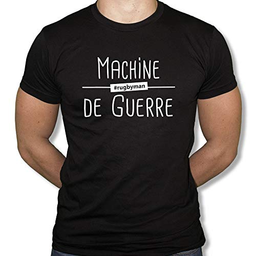 Tshirt rugby machine de guerre S noir anti déformation pour éviter les vêtements usés