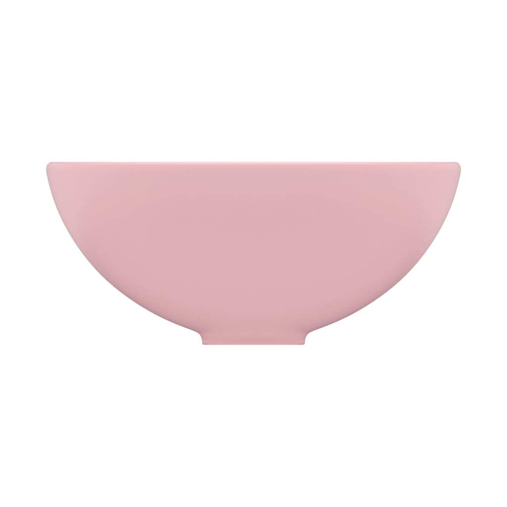 vidaXL Lavabo Rond de Luxe de Salle de Bain Vasque à Poser de Toilette Lave-mains Salle Cosmétique Intérieur Rose Mat 32,5x14 cm Céramique