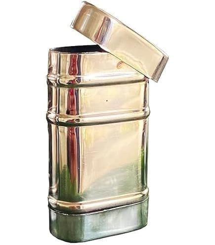 JDS STORE Stainless Steel Chunoti Storage Box | Airtight Metal Storage Container | Portable Pocket Size Multipurpose Storage Box | Silver-image-49