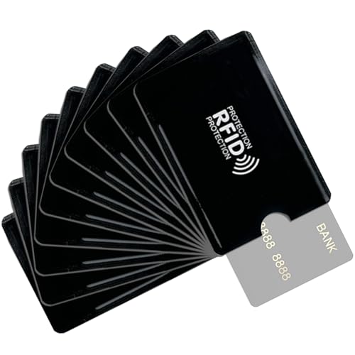 Yuqilin 10 Pièces Noir 9,2 × 6,2 CM RFID Protection Carte Bancaire Feuille D'aluminium Protege Carte Bancaire Unisexe Anti-démagnétisation Réutilisable...