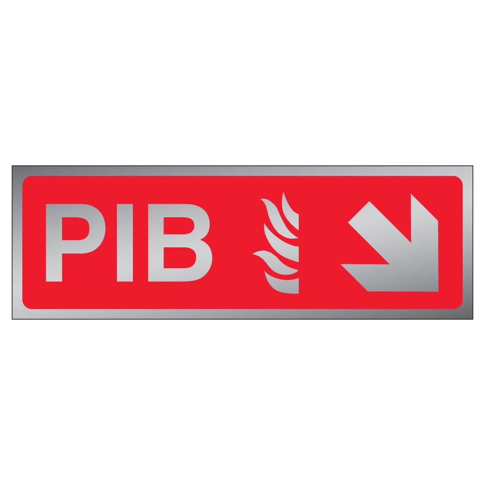V Safety PIB Arrow Down/Right 450 x 150 mm - 3mm Brushed Aluminium Composite Premises Infomation Box Safety Sign