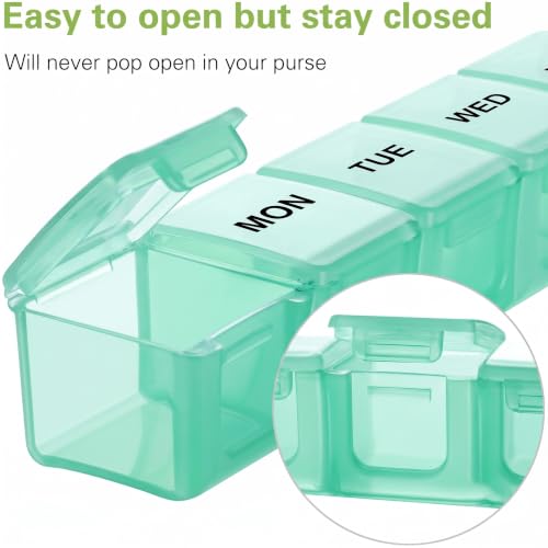 Image of BUG HULL Weekly Pill Organizer Large 2 Packs, Extra Large Travel Pill Organizers, Pill Box 7 Day, Travel Pill Case, Medicine Pill Organizer for Medications (Lavender+Light Cyan)
