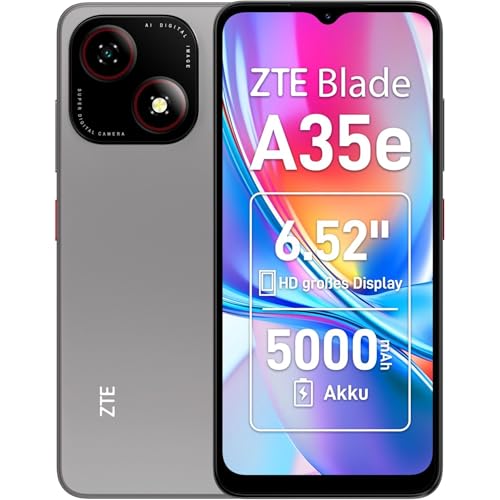 ZTE Smartphone Blade A35e (display HD Waterdrop da 6,52 pollici, 4G LTE, 2 GB RAM, 64 GB di memoria interna (espandibile microSDXC fino a 1TB), fotocamera principale da 8 MP, fotocamera frontale da 5 MP, Dual SIM, Android 14, argento