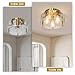 Gold Ceiling Light Fixtures, 14.17'' Flush Mount Modern Ceiling Lights with Clear Hammered Glass Shade, 3-Light Drum Chandelier Lighting Fixture for Kitchen Bedroom Entryway Bathroom Hallway Laundry