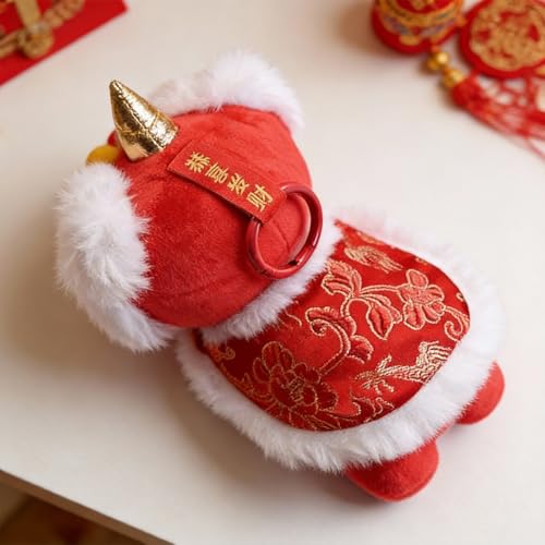 Angyape Cute Chinese Lion Dance Keychain Plush Purse Bag Charms for Handbags Backpacks Tote Bags Unique Lucky New Year Gifts - Image 4