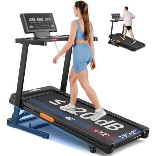 Image of THERUN Incline Treadmill, Treadmill with Incline Brushless Treadmill | 12% auto incline, 400lb, 3.0HP, 18 inch LED, shock-absorbing, wide belt, hydraulic folding, space saving, ipad holder