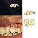 AISGRIL 4PCS Grillz Rap Accessory 18K Gold Plated Copper Hip-Hop Inlaid With Shiny Zircon Teeth Grillz Grills Personality Daily Wear And Halloween Suitable Unisex