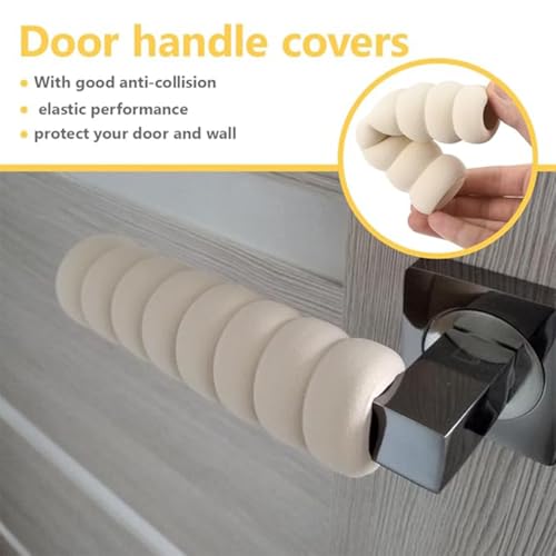 Image of 6-Piece EVA Door Handle Cover Set, Anti-Collision Wall Protector and Door Handle Stopper for Home, Soft Door Knob Guard for Kids Safety (Beige & Brown)