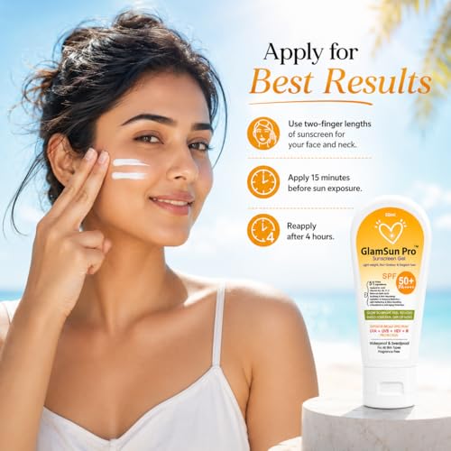 Image of Sunscreen Gel SPF 50+ PA++++ with 51 Prime Ingredients, Lightweight with Multi Vitamins, Quick Absorbing, Non Greasy, No White Cast, Broad Spectrum, Acne Safe For Unisex, 50g