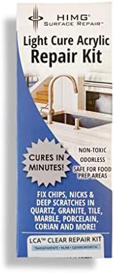 Clear - Quartz Worktop Repair Kit - Granite Repair Kit - Chip Repair for Quartz, Granite, Marble, Corian, Porcelain, Acrylic, Edge Chips, Cracks - HIMG Surface Repair