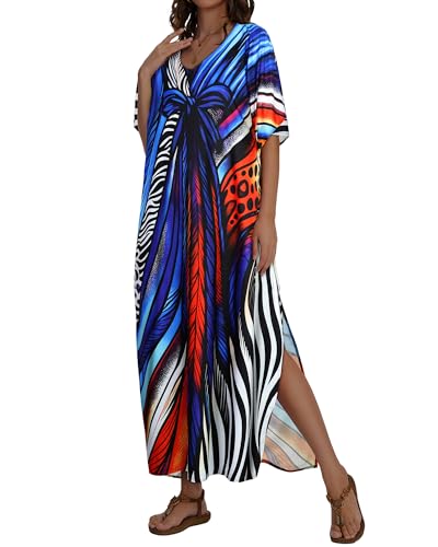 Image of Kaftan Dresses for Women V Neck Caftan Batwing Sleeve Swimsuit Cover Up