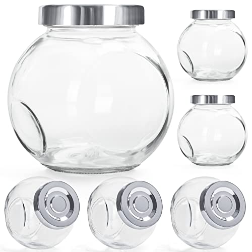 BELLE VOUS Bocaux en Verre Ronds Transparent avec Couvercles (Lot de 6) - Bocaux Conservation Verre de 480 ml - Bocal en Verre pour Herbes, Épices, Nourriture, Yaourt,...