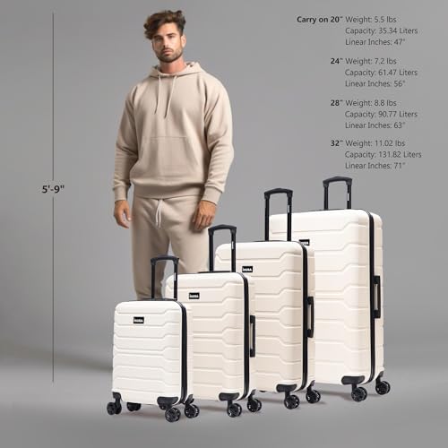 Image of InUSA TREND Luggage with Spinner Wheels | Durable Lightweight Hardside Suitcase, Travel Sets with Handle and Trolley | (20in, 24in, 28in, 32in) 4 Piece Set | Sand