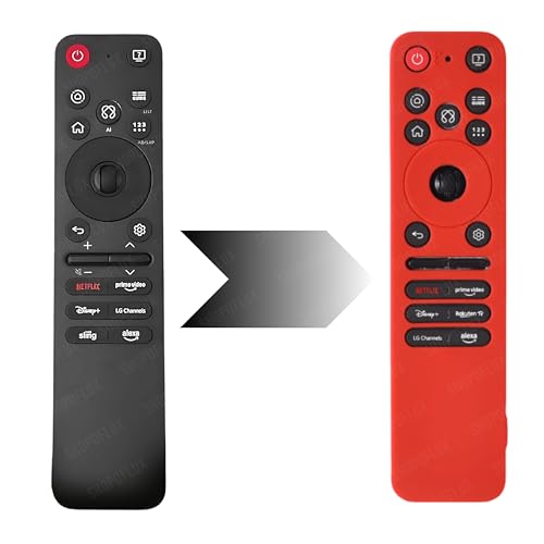 Image of Silicone Tv Remote Cover Compatible with LG Smart TV Remote LG MR25GA Full Wrap Protective Case with Lanyard [Remote NOT Included] (RED)