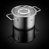 Fissler Pure Collection zestaw garnków ze stali nierdzewnej, 5-częściowy, garnki ze szklaną pokrywką (3 garnki, 1 garnek do pieczenia, 1 rondel) – indukcja